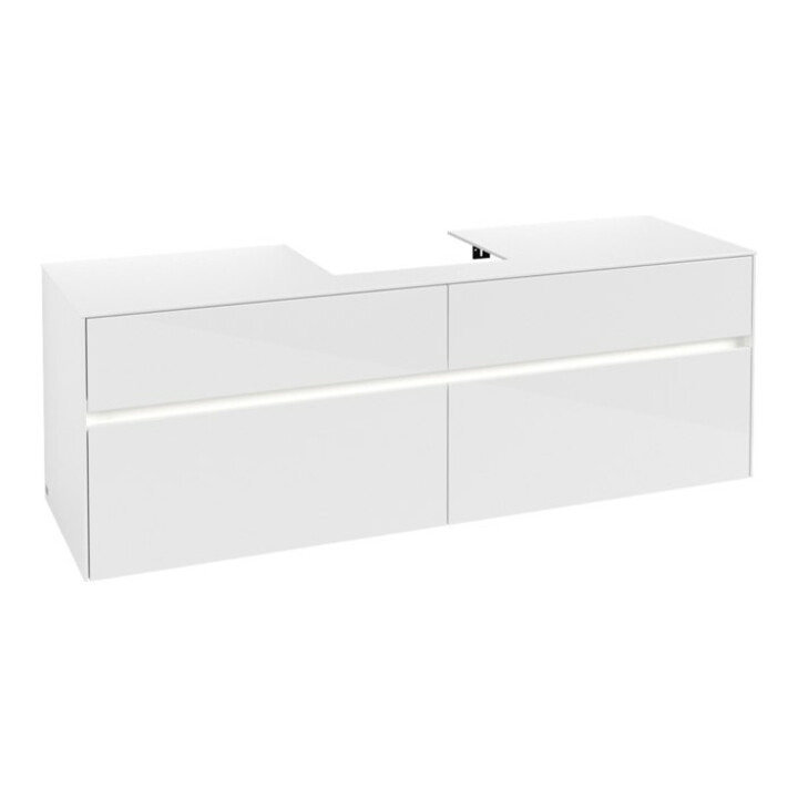 V&B Collaro Meuble sous lavabo 160x54,8x50 cm, WT mi, LED 12W, blanc brillant