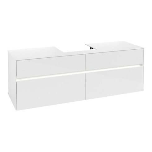 V&B Collaro Meuble sous lavabo 160x54,8x50 cm, WT mi, LED 12W, blanc brillant