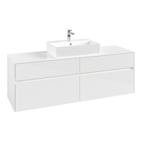 V&B Collaro Meuble sous lavabo 160x54,8x50 cm, WT mi, LED 12W, blanc brillant