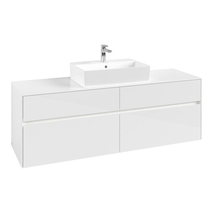 V&B Collaro Meuble sous lavabo 160x54,8x50 cm, WT mi, LED 12W, blanc brillant