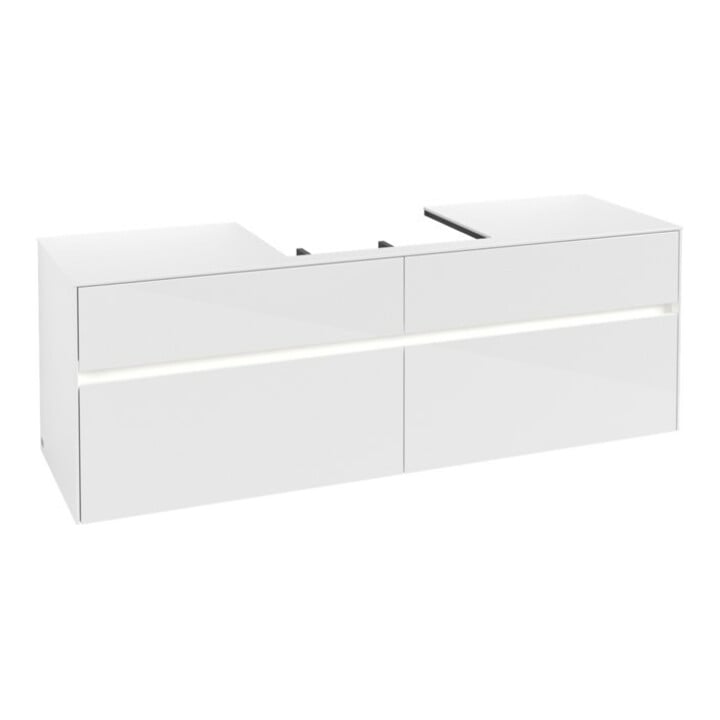 V&B Collaro Meuble sous lavabo 160x54,8x50 cm, WT mi, LED 12W, blanc glo