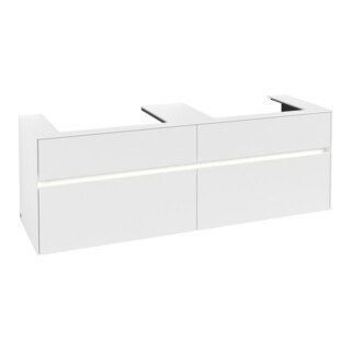 V&B Collaro Meuble sous lavabo 160x54,8x50cm, 2 tiroirs, avec LED, blanc mat