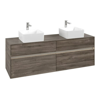 V&B Collaro Meuble sous lavabo 160x54,8x50cm, 2 tiroirs, avec LED, blanc mat