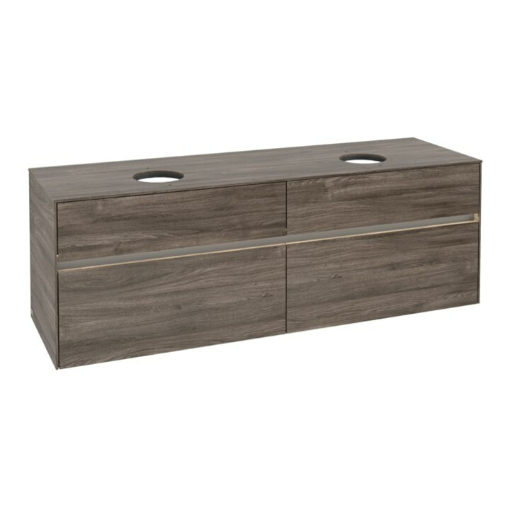 V&B Collaro Meuble sous lavabo 160x54,8x50cm, 2 tiroirs, avec LED, blanc mat