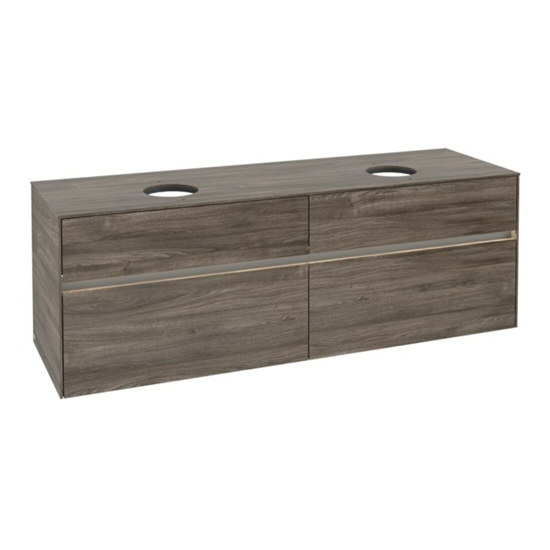 V&B Collaro Meuble sous lavabo 160x54,8x50cm, 2 tiroirs, avec LED, blanc mat