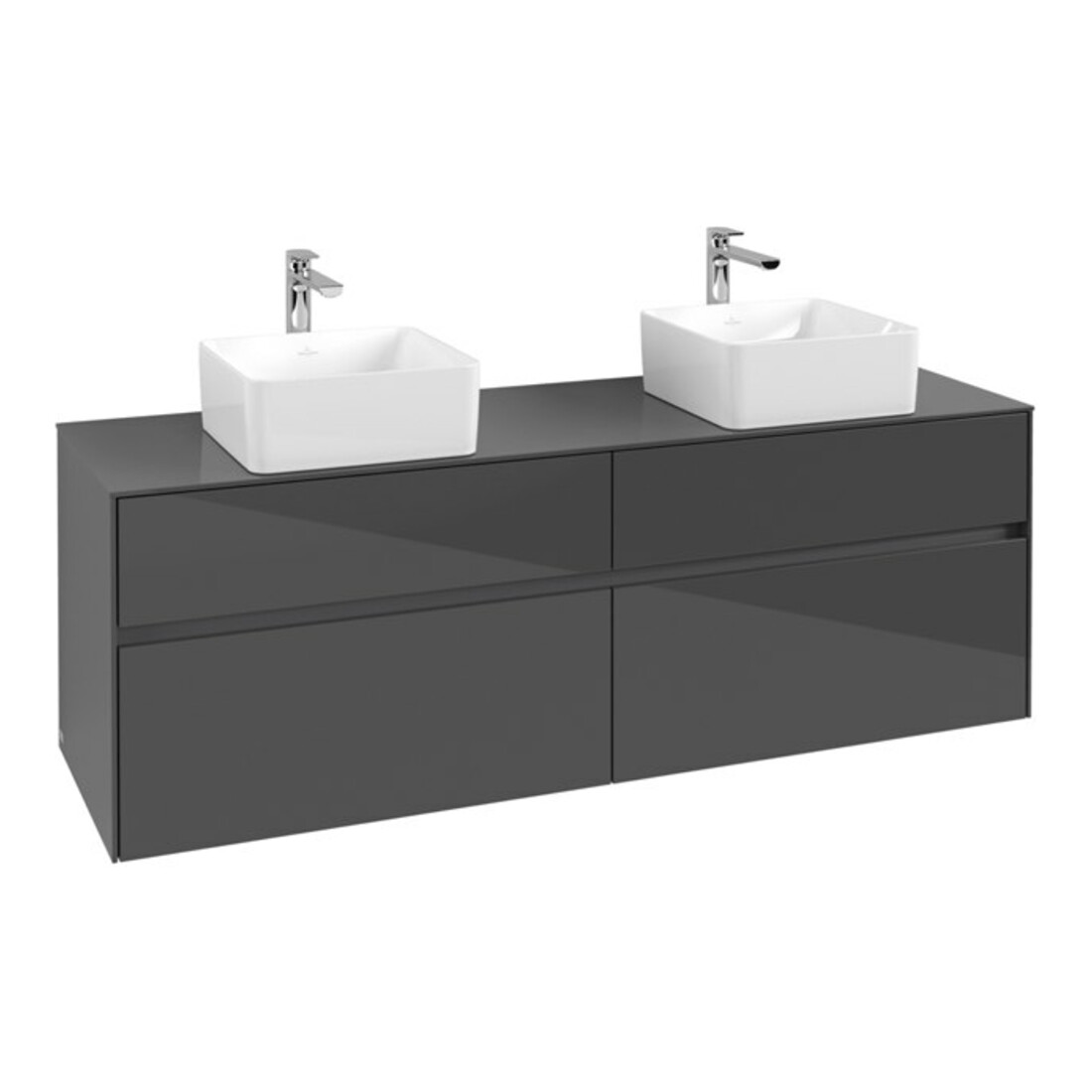 V&B Collaro Meuble sous-lavabo 160x54,8x50cm, 2 tiroirs, Gris Brillant