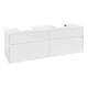 V&B Collaro Meuble sous lavabo 160x54,8x50cm, 2 tiroirs, LED 12W, blanc brillant-1