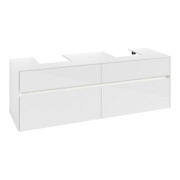 V&B Collaro Meuble sous lavabo 160x54,8x50cm, 2 tiroirs, LED 12W, blanc brillant