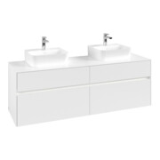 V&B Collaro Meuble sous lavabo 160x54,8x50cm, 2 tiroirs, LED 12W, blanc mat