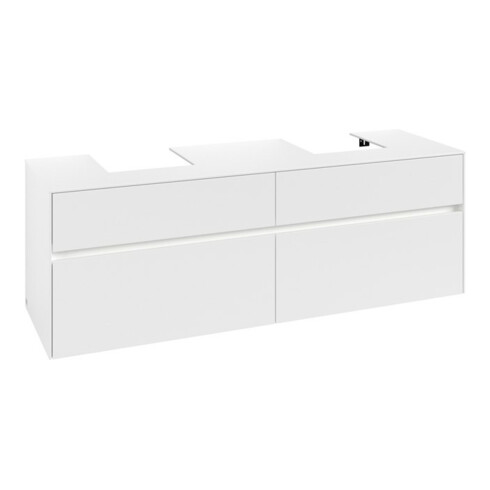 V&B Collaro Meuble sous lavabo 160x54,8x50cm, 2 tiroirs, LED 12W, blanc mat