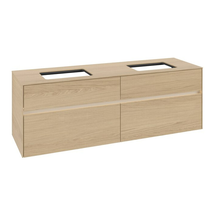 V&B Collaro Meuble sous-lavabo 160x54,8x50cm, 2 tiroirs, LED 12W, Nord Oa