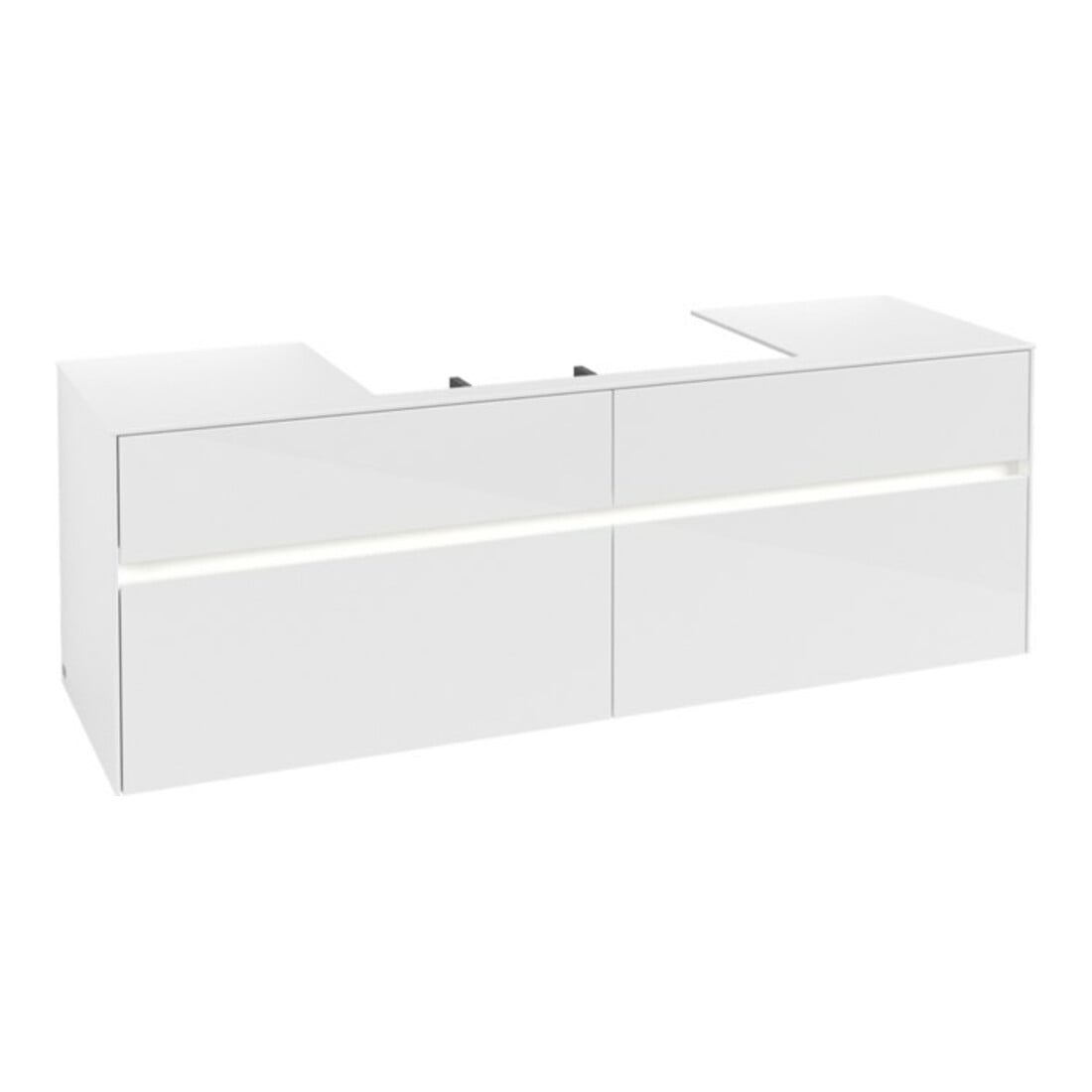 V&B Collaro Meuble sous-lavabo 160x54,8x50cm, avec LED 12W, blanc brillant