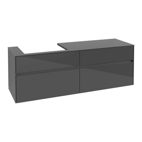 V&B Collaro Meuble sous lavabo 160x54,8x50cm, EV gauche, gris brillant
