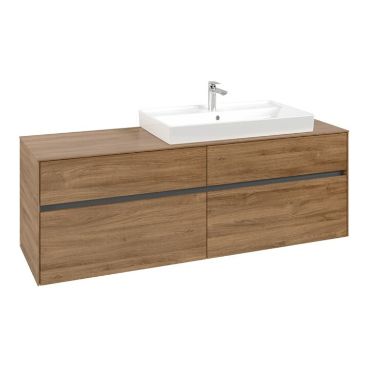 V&B Collaro Meuble sous lavabo 160x54,8x50cm, lavabo à droite, chêne Kansas