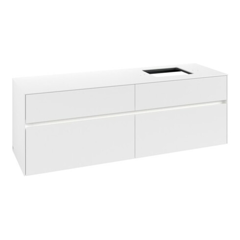 V&B Collaro Meuble sous lavabo 160x54,8x50cm, lavabo à droite, LED 12W, blanc mat