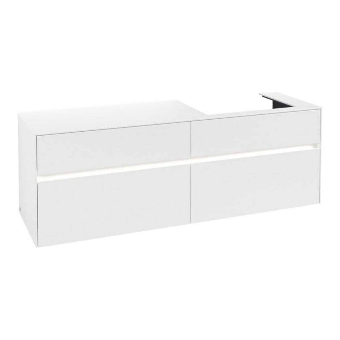 V&B Collaro Meuble sous lavabo 160x54,8x50cm, lavabo à droite, LED 12W, blanc mat