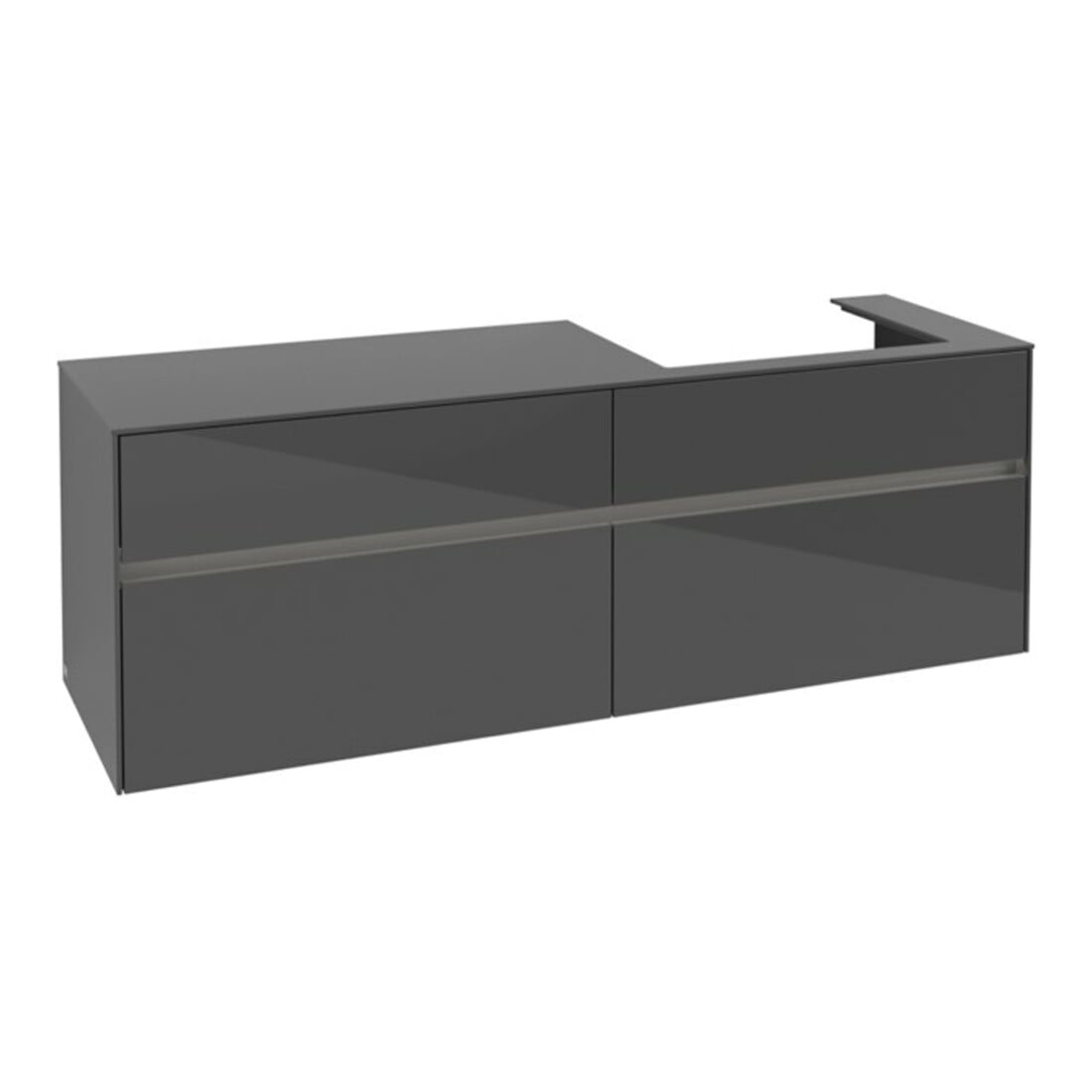 V&B Collaro Meuble sous-lavabo 160x54,8x50cm, lavabo à droite, LED 12W, glo Gr
