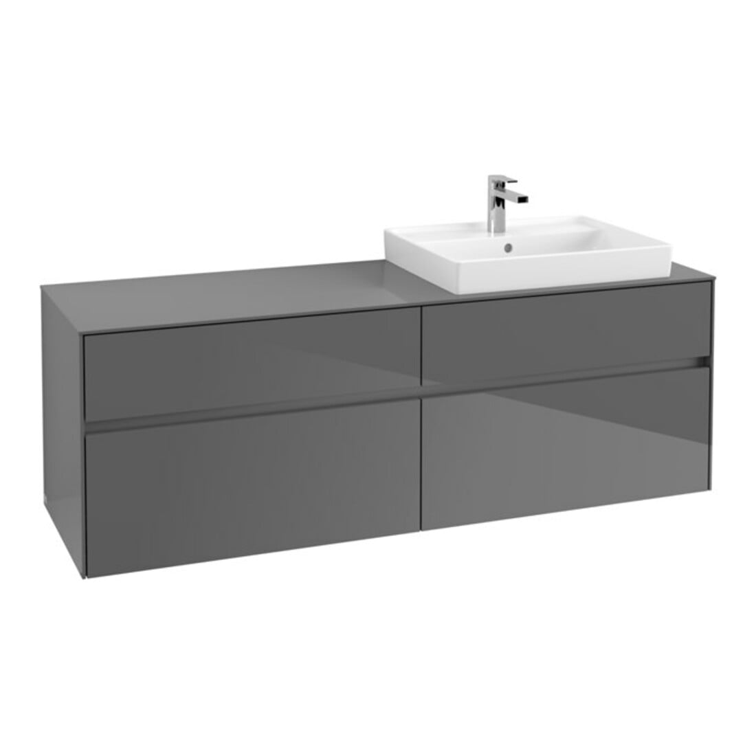 V&B Collaro Meuble sous-lavabo 160x54,8x50cm, lavabo à droite, LED 12W, glo Gr