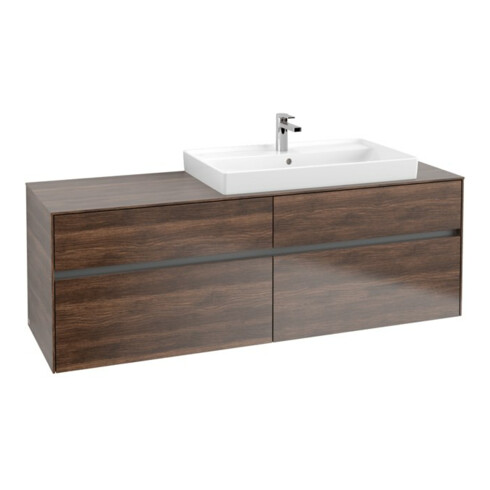 V&B Collaro Meuble sous lavabo 160x54,8x50cm, Lavabo droit, LED 12W, Ariz. Oa
