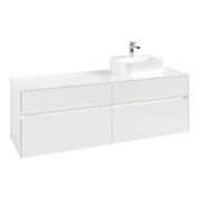 V&B Collaro Meuble sous lavabo 160x54,8x50cm, lavabo droit, LED 12W, blanc brillant
