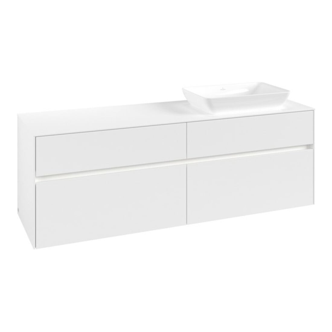 V&B Collaro Meuble sous lavabo 160x54,8x50cm, lavabo droit, LED 12W, blanc mat