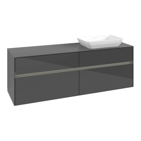 V&B Collaro Meuble sous lavabo 160x54,8x50cm, lavabo droit, LED 12W, glo Gr