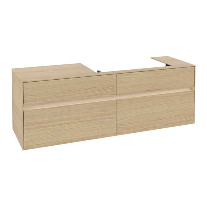 V&B Collaro Meuble sous lavabo 160x54,8x50cm, lavabo droit, LED 12W, Nord Oa