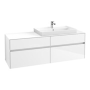 V&B Collaro Meuble sous lavabo 160x54,8x50cm, lavabo droite, LED 12W, blanc brillant
