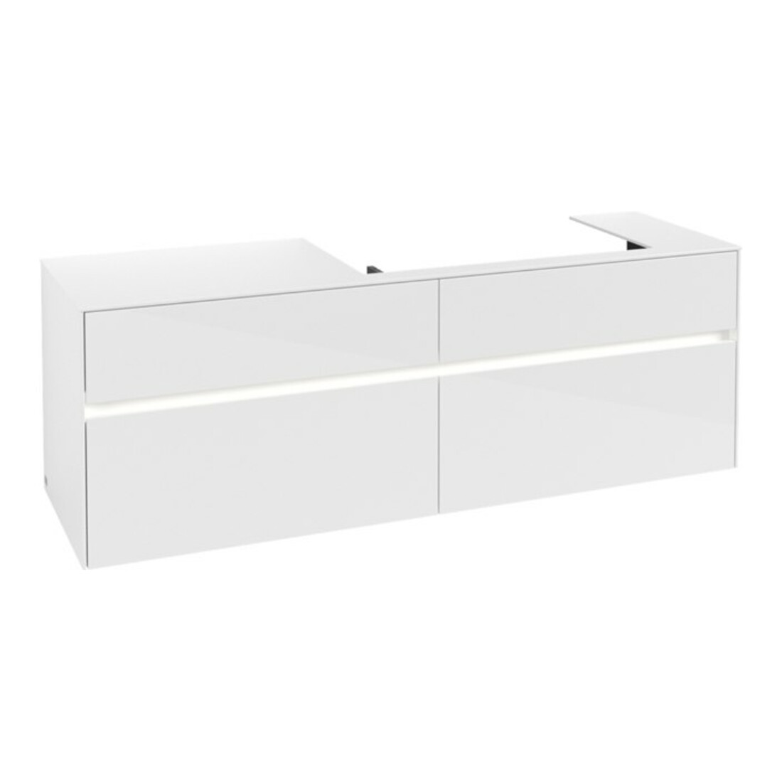 V&B Collaro Meuble sous lavabo 160x54,8x50cm, lavabo droite, LED 12W, blanc brillant