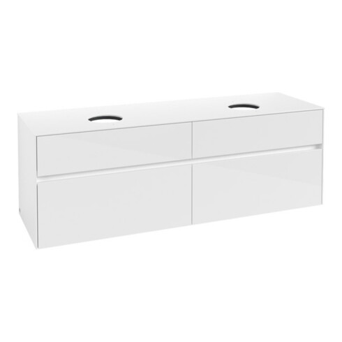 V&B Collaro Meuble sous lavabo 160x54,8x50cm, pour 2 lavabos, Blanc brillant