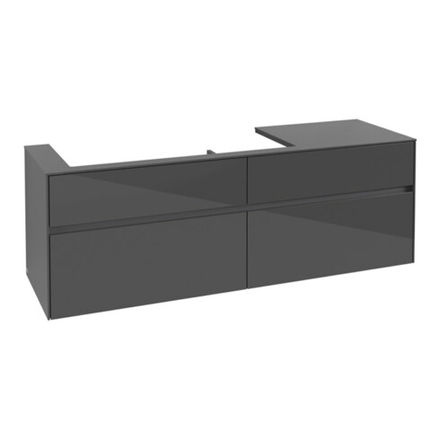 V&B Collaro Meuble sous lavabo 160x54,8x50cm, vasque à gauche, gris brillant