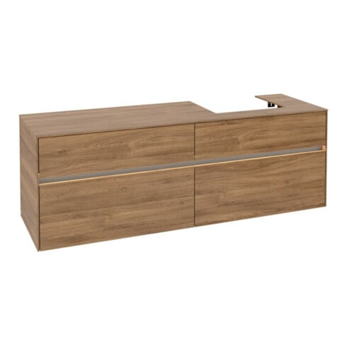 V&B Collaro Meuble sous lavabo 160x54,8x50cm, vasque droite, LED 12W, Kan Oa