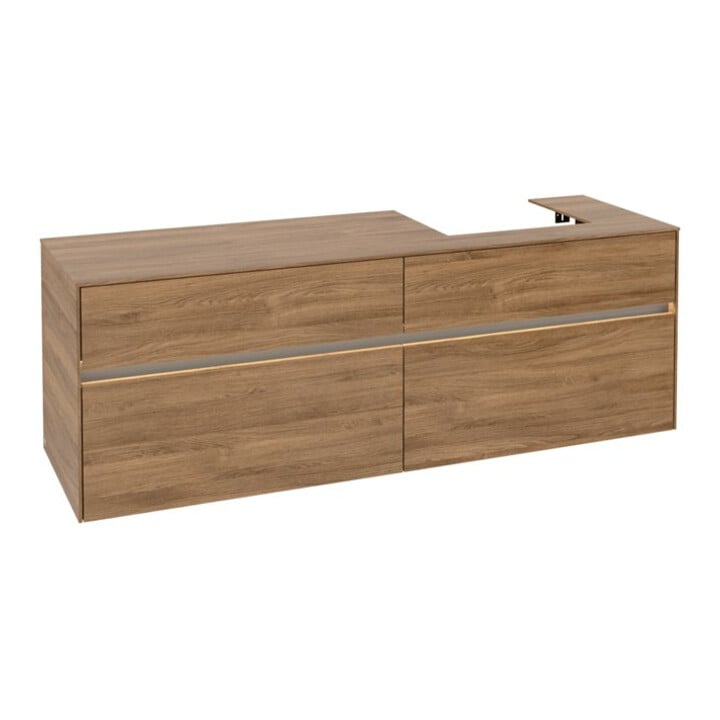 V&B Collaro Meuble sous lavabo 160x54,8x50cm, vasque droite, LED 12W, Kan Oa
