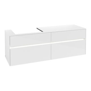 V&B Collaro Meuble sous lavabo 160x54,8x50cm, WT l, LED 12W, blanc glo