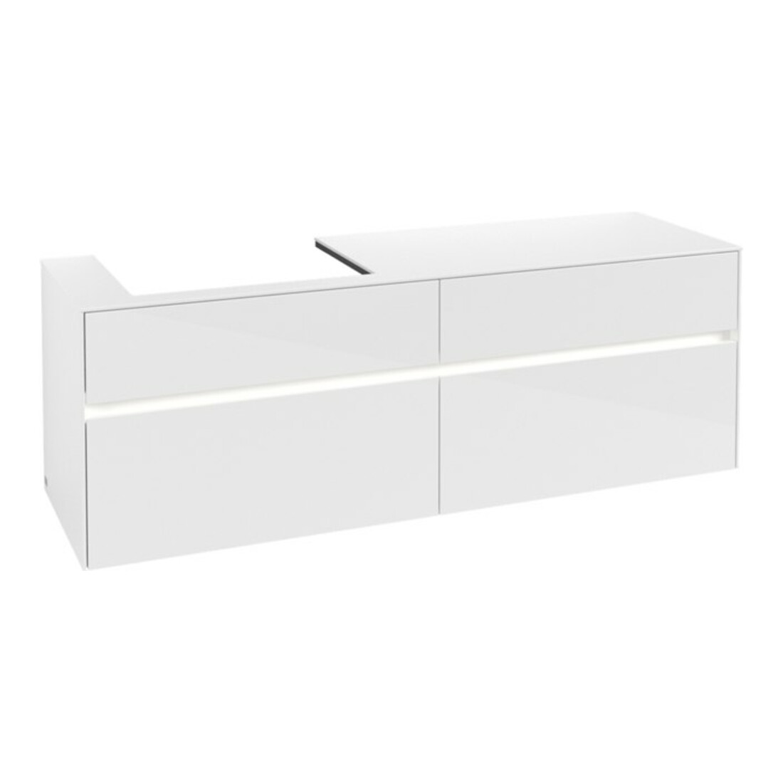 V&B Collaro Meuble sous lavabo 160x54,8x50cm, WT l, LED 12W, blanc glo