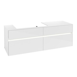 V&B Collaro Meuble sous lavabo 160x54,8x50cm, WT l, LED 12W, blanc glo