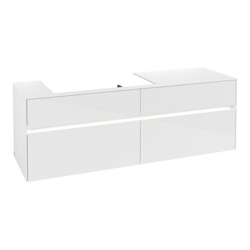 V&B Collaro Meuble sous lavabo 160x54,8x50cm, WT l, LED 12W, blanc glo