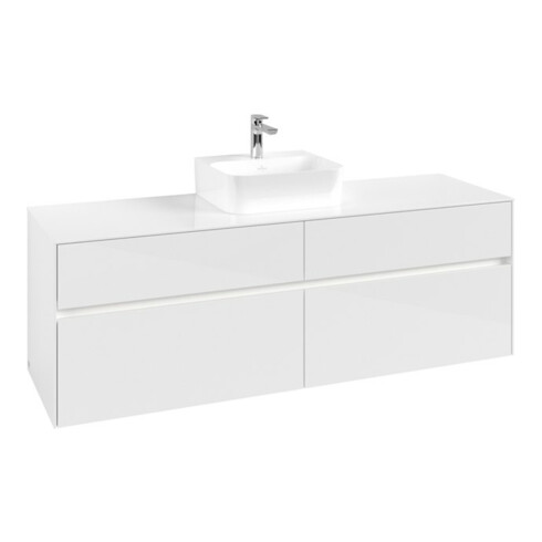 V&B Collaro Meuble sous lavabo 160x54,8x50cm, WT mi, LED 12W, blanc brillant