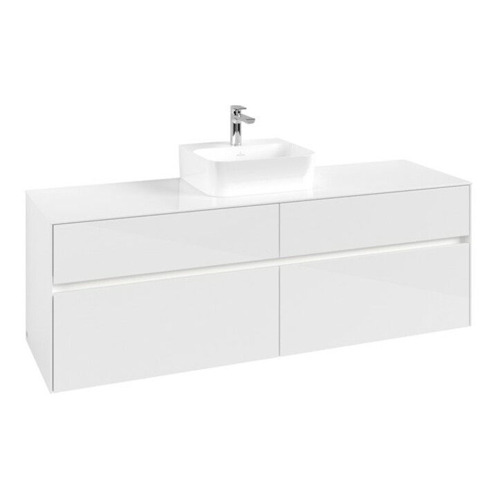 V&B Collaro Meuble sous lavabo 160x54,8x50cm, WT mi, LED 12W, blanc brillant