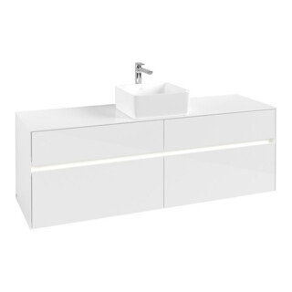 V&B Collaro Meuble sous lavabo 160x54,8x50cm, WT mi, LED 12W, blanc brillant