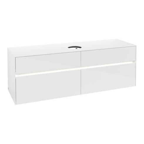 V&B Collaro Meuble sous lavabo 160x54,8x50cm, WT mi, LED 12W, blanc brillant