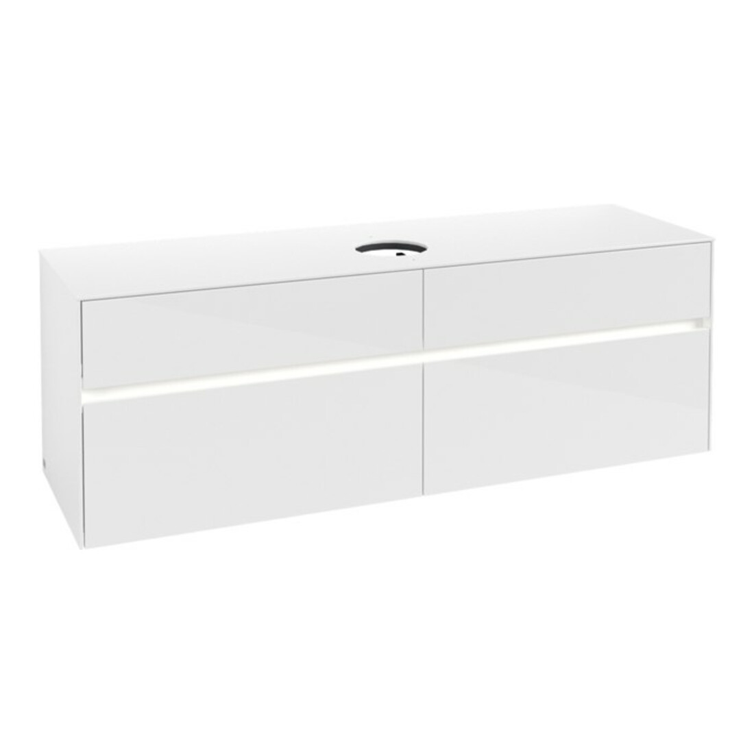 V&B Collaro Meuble sous lavabo 160x54,8x50cm, WT mi, LED 12W, blanc brillant