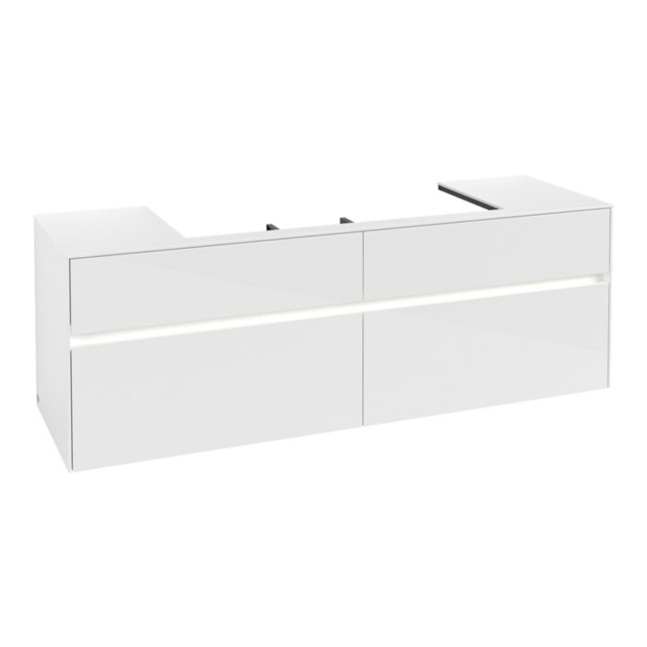 V&B Collaro Meuble sous lavabo 160x54,8x50cm, WT mi, LED 12W, blanc glo