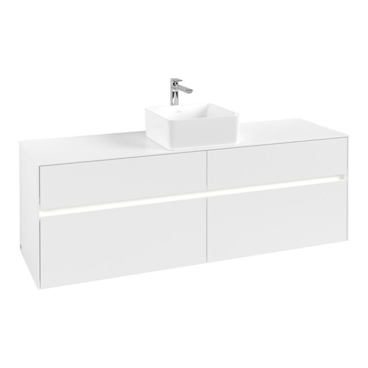 V&B Collaro Meuble sous lavabo 160x54,8x50cm, WT mi, LED 12W, blanc mat
