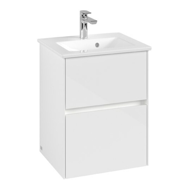 V&B Collaro Meuble sous lavabo 47,2x61x40,4cm, WT mi, LED 3,1W, blanc brillant