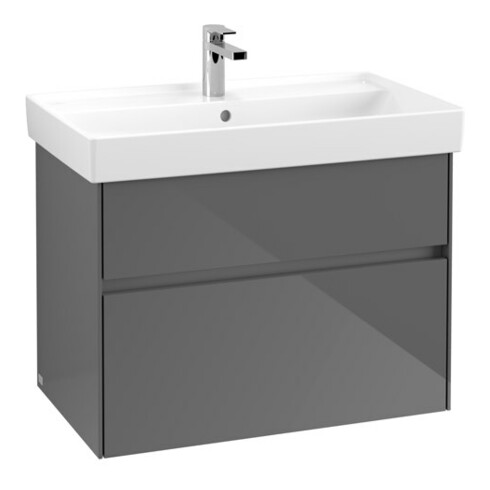 V&B Collaro Meuble sous lavabo 75,4x54,6x44,4 cm, évier central, gris brillant