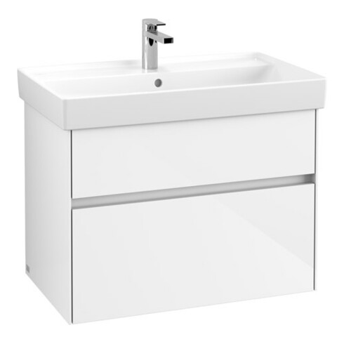 V&B Collaro Meuble sous lavabo 75,4x54,6x44,4cm, WT mi, LED, blanc brillant