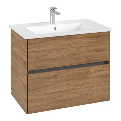V&B Collaro Meuble sous lavabo 76,1x61x48 cm, vasque centrée, chêne Kansas