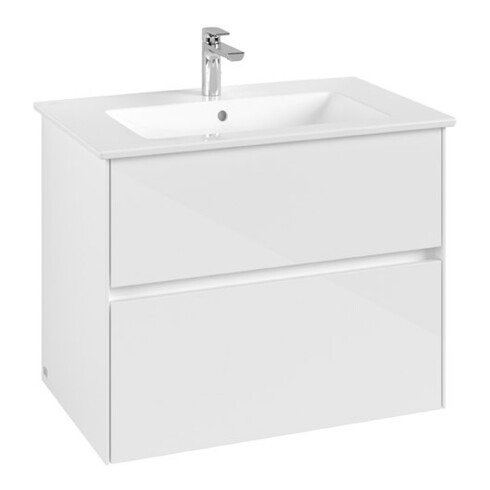 V&B Collaro Meuble sous lavabo 76,1x61x48cm, vasque centrale, blanc brillant
