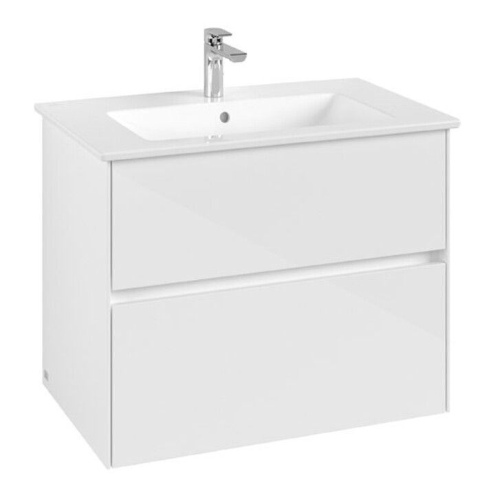 V&B Collaro Meuble sous lavabo 76,1x61x48cm, vasque centrale, blanc brillant